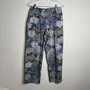 Talbots Pants Womens Sz 6 Blue Floral  Mid Rise Stretch